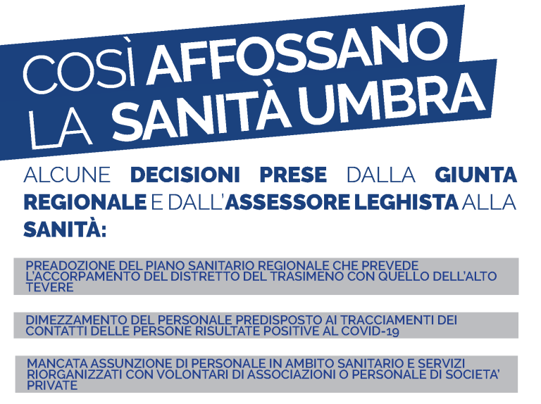 Affossano la sanità umbra. Noi non ci stiamo.