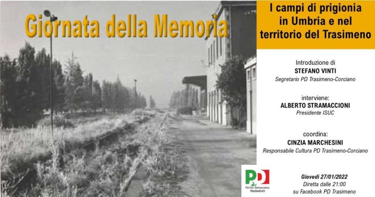 Giornata della Memoria iniziativa in diretta FB dalla pagina del Pd Trasimeno