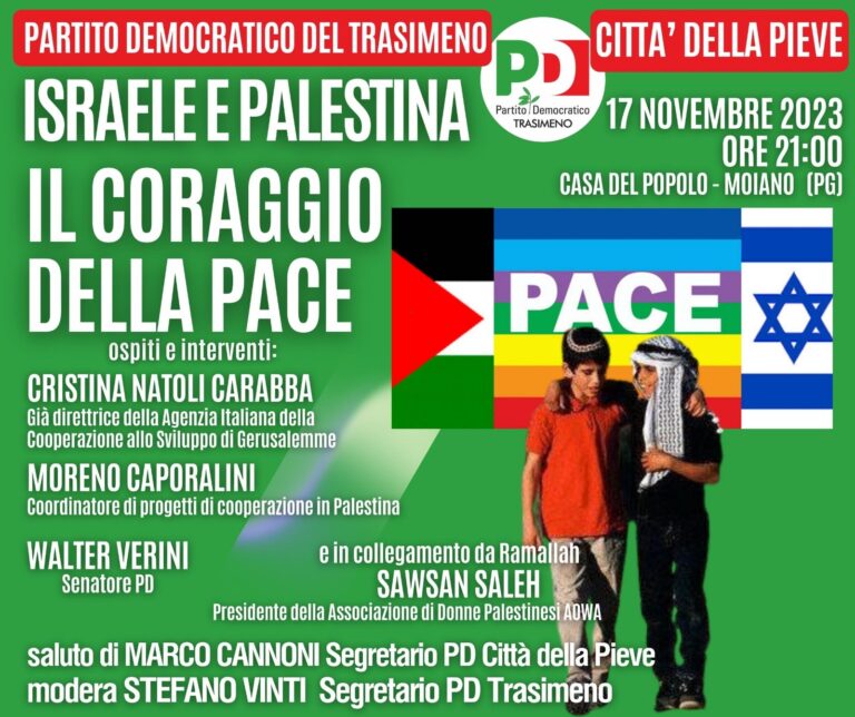 Israele-Palestina il coraggio della Pace – Venerdì 17 Novembre incontro a Moiano