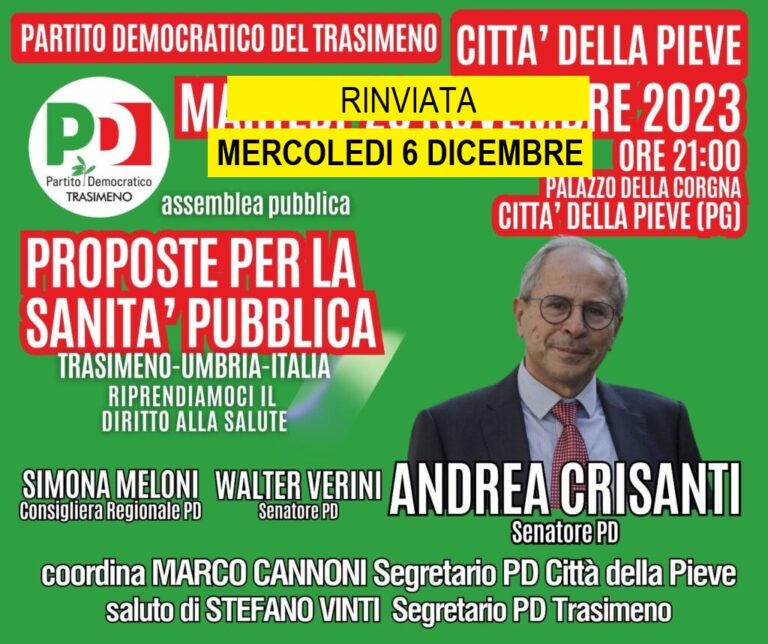 Riprendiamoci il diritto alla salute: Mercoledì 6/12 a Città della Pieve con il Prof. Andrea Crisanti