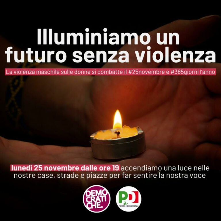 Stasera accendiamo una luce per un futuro senza violenza