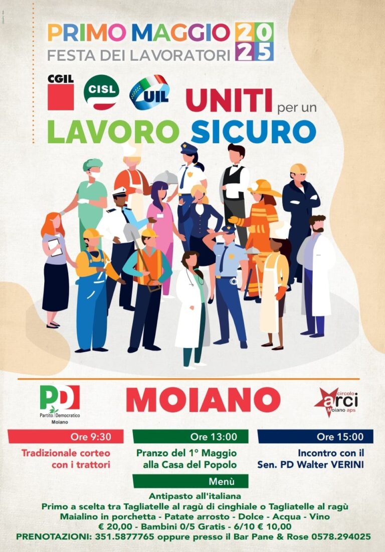 Primo Maggio a Moiano – Corteo, Pranzo e incontro con il Sen. Walter Verini