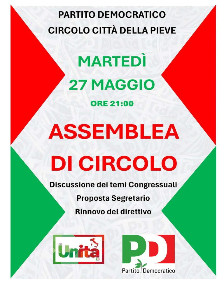 Martedì 27 Maggio – Assemblea Circolo Città della Pieve